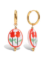 Victoria Cameo Red Tulip Dangle Earring